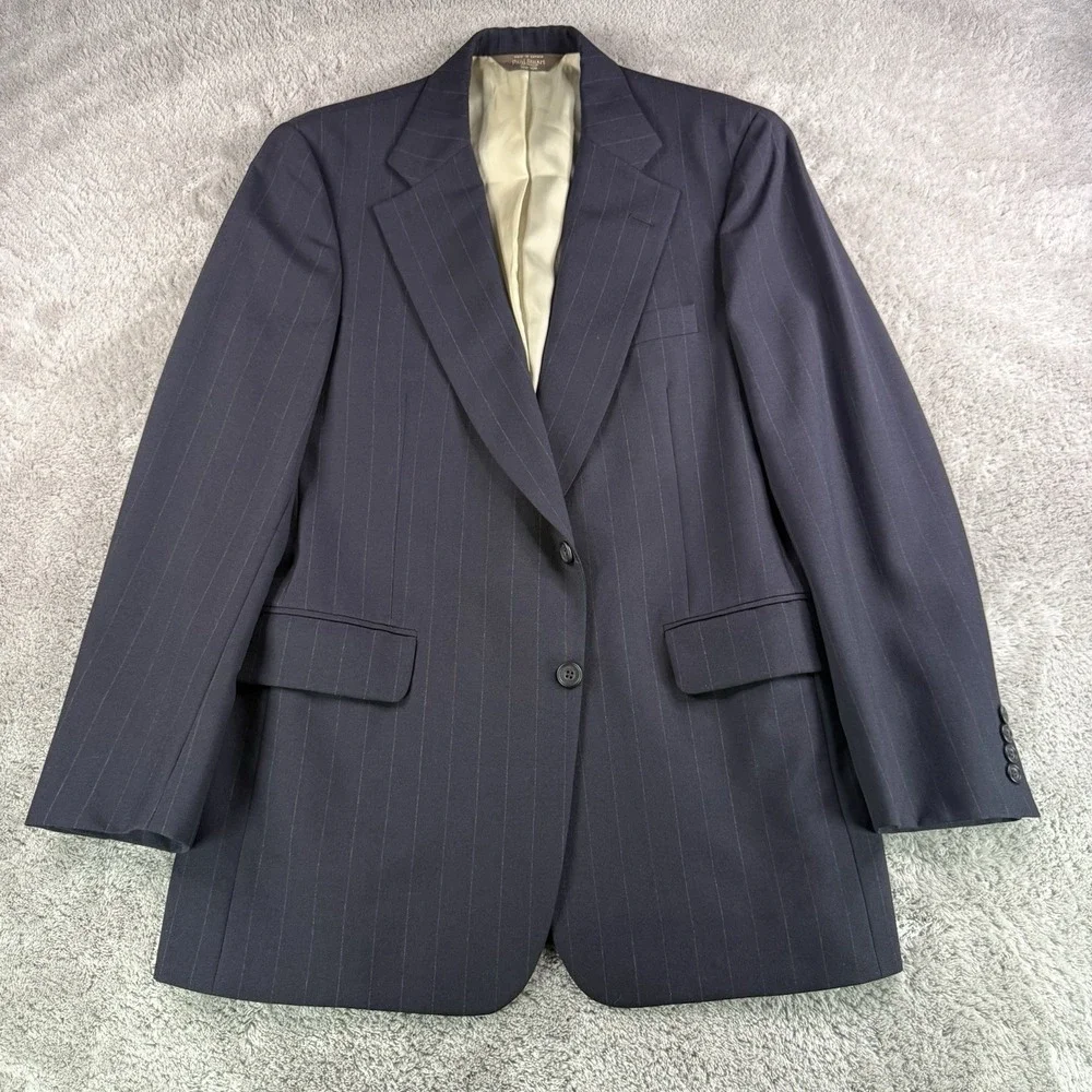 Paul Stuart Mens 40L Navy Pinstripe Wool Blazer Sport Coat Semi Tall Canada